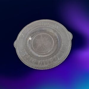 Antique Pressed Clear Glass Bread Plate GIVE US THIS DAY OUR DAILY BREAD Handles